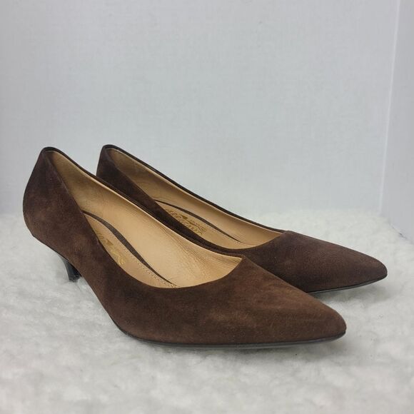 Salvatore Ferragamo Shoes - Salvatore Ferragamo Tanna Women's  Shoes Size 8 Brown Suede Kitten Heel